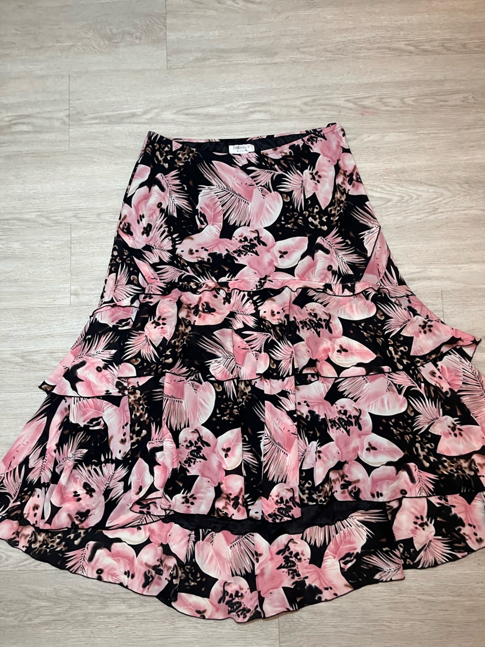 Vintage Pink Floral & Tropical Print Fairycore Skirt 1XL